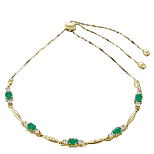Zlatý Náramok s Brazílskym Smaragdom a Prírodným Zirkonom
