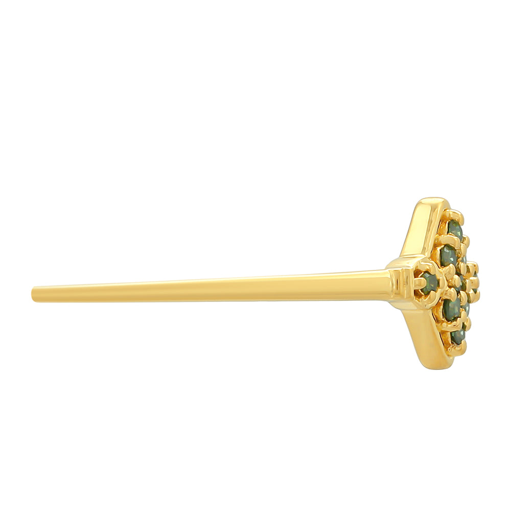 Pozlátený Strieborný Prsteň s so Zeleným Diamantom 2 