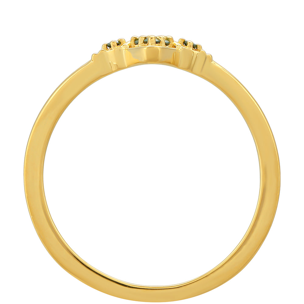 Pozlátený Strieborný Prsteň s so Zeleným Diamantom 4 