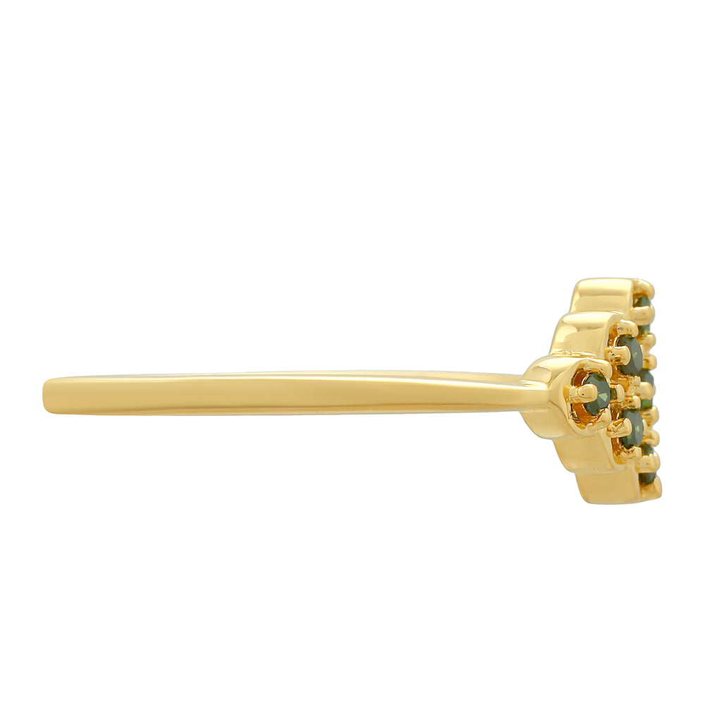 Pozlátený Strieborný Prsteň s so Zeleným Diamantom 2 