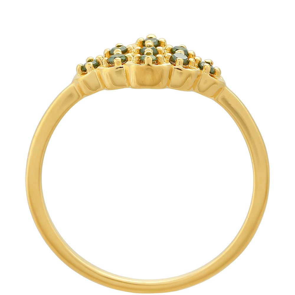 Pozlátený Strieborný Prsteň s so Zeleným Diamantom 4 