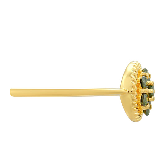 Pozlátený Strieborný Prsteň s so Zeleným Diamantom