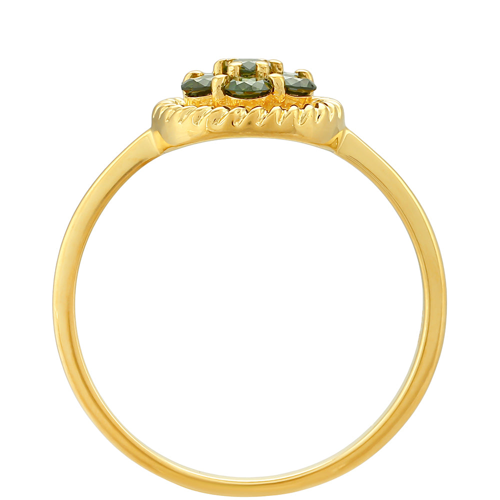 Pozlátený Strieborný Prsteň s so Zeleným Diamantom