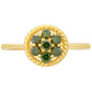 Pozlátený Strieborný Prsteň s so Zeleným Diamantom
