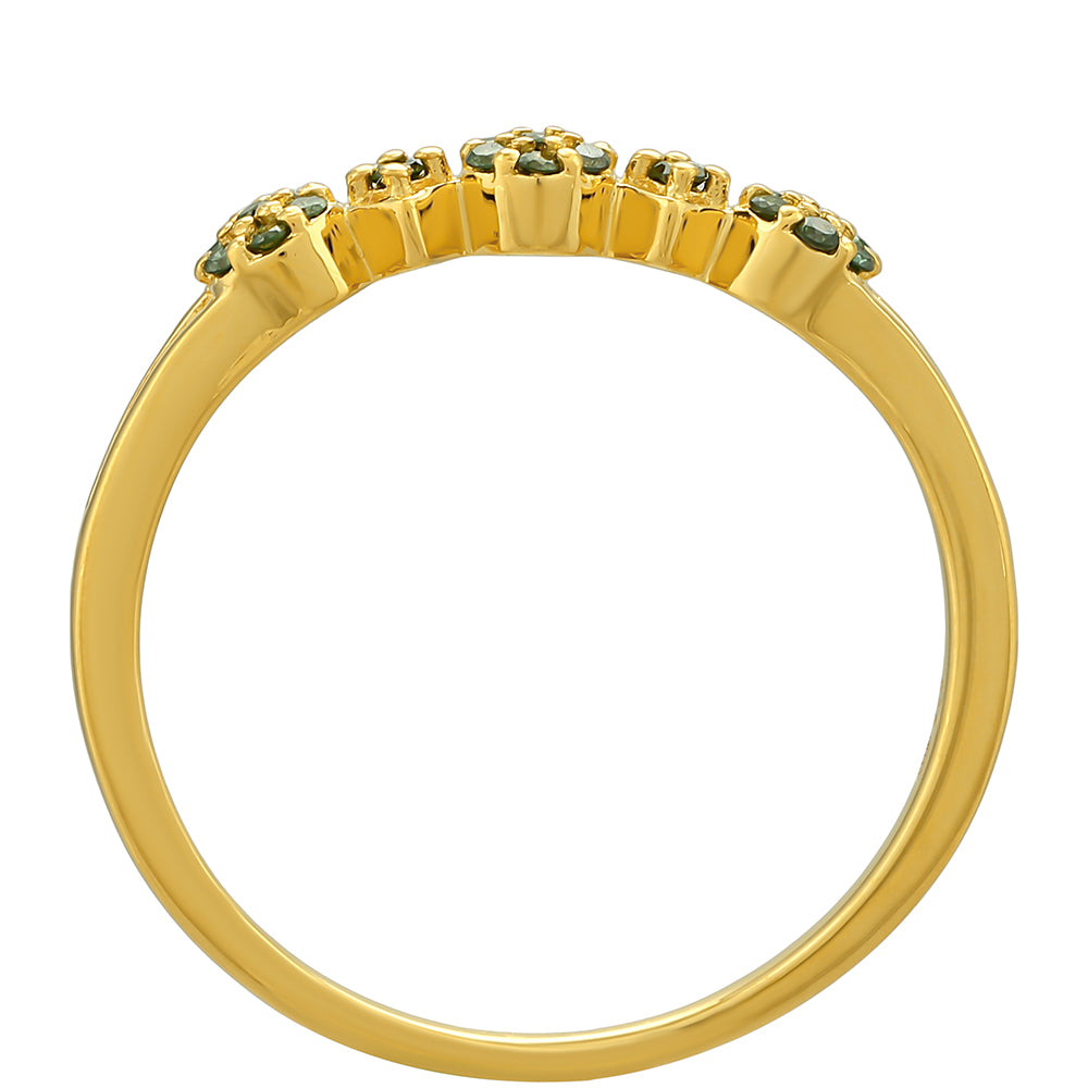 Pozlátený Strieborný Prsteň s so Zeleným Diamantom 4 