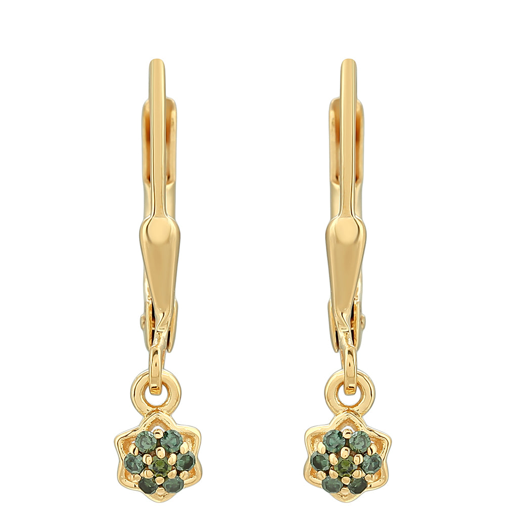 Pozlátené Strieborné Náušnice s so Zeleným Diamantom 1 