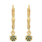Pozlátené Strieborné Náušnice s so Zeleným Diamantom