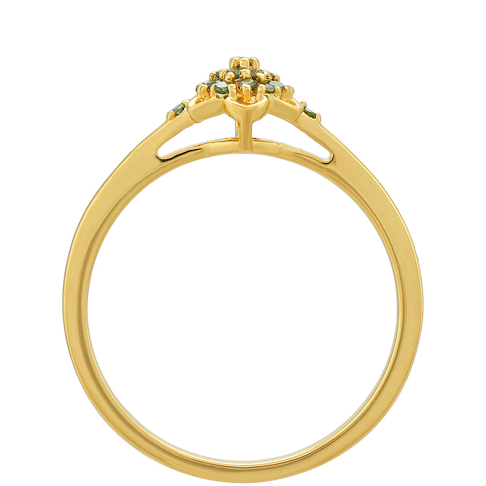 Pozlátený Strieborný Prsteň s so Zeleným Diamantom 4 