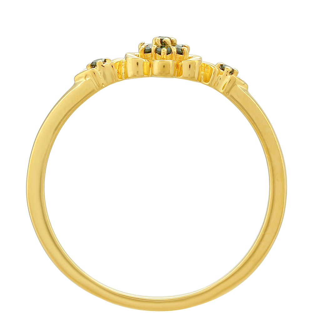 Pozlátený Strieborný Prsteň s so Zeleným Diamantom 4 