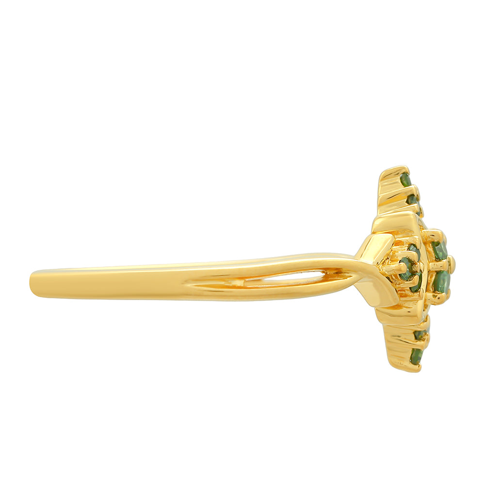 Pozlátený Strieborný Prsteň s so Zeleným Diamantom 2 