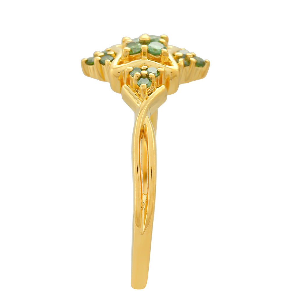 Pozlátený Strieborný Prsteň s so Zeleným Diamantom