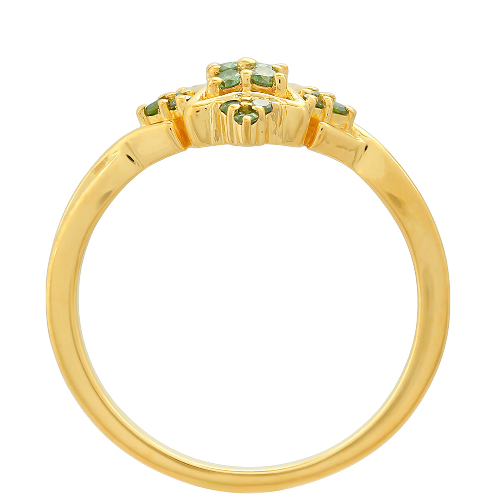 Pozlátený Strieborný Prsteň s so Zeleným Diamantom 4 