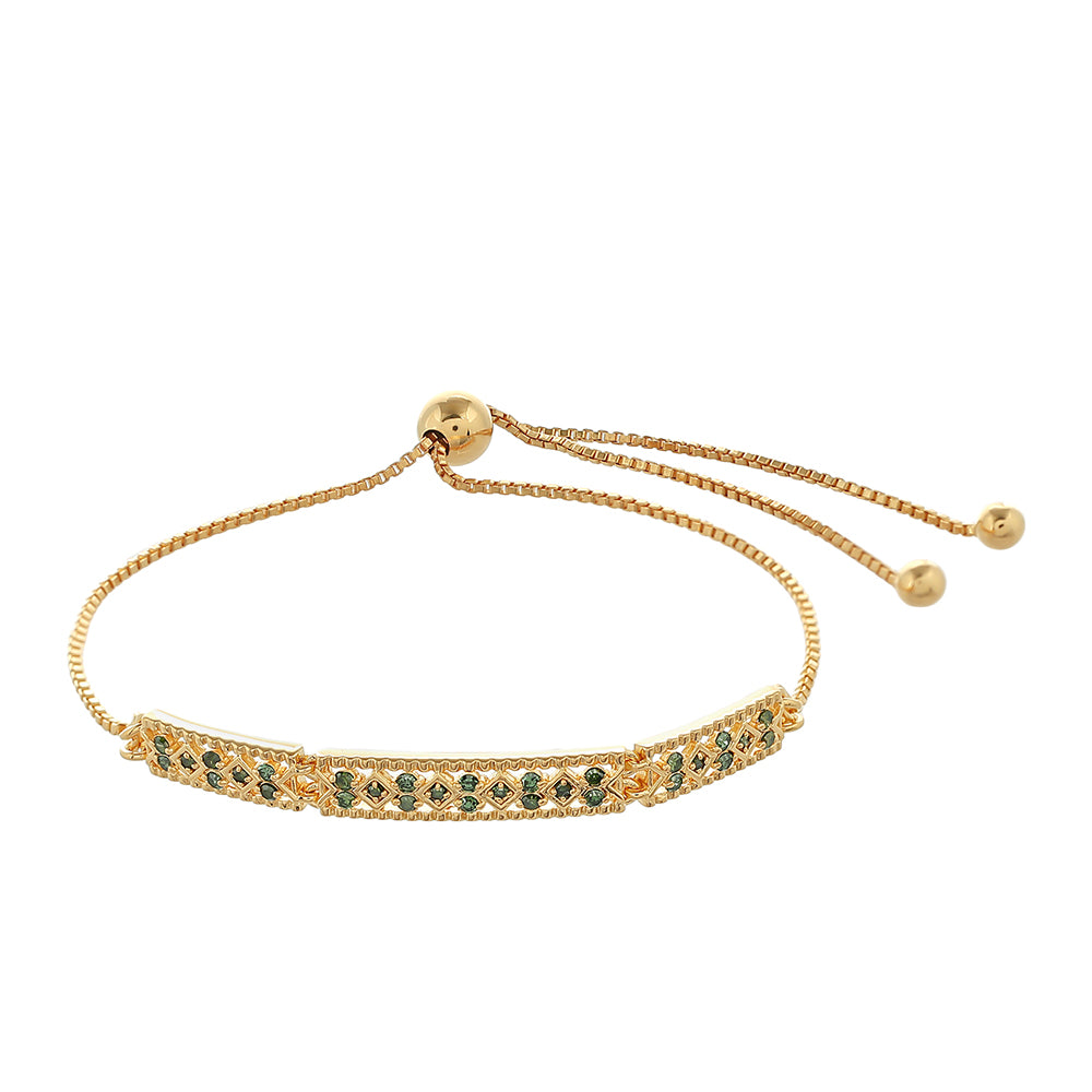 Pozlátený Strieborný Náramok s so Zeleným Diamantom 1 