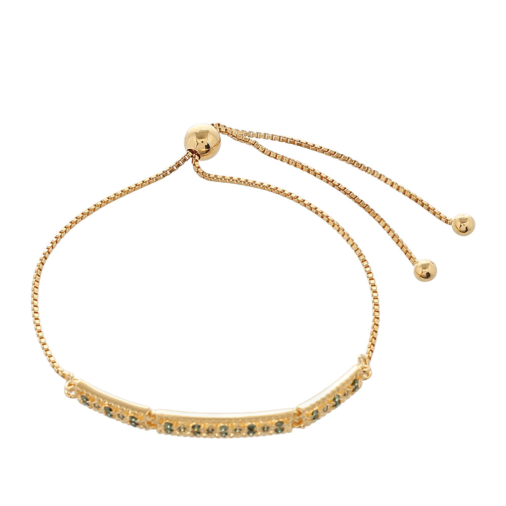 Pozlátený Strieborný Náramok s so Zeleným Diamantom 2 