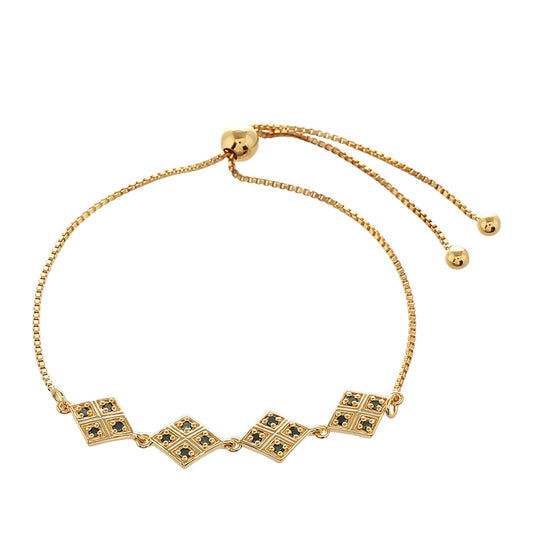 Pozlátený Strieborný Náramok s so Zeleným Diamantom