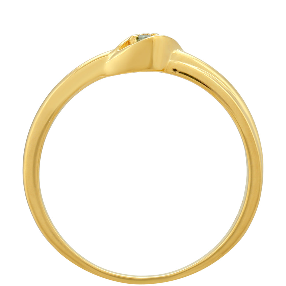 Pozlátený Strieborný Prsteň s so Zeleným Diamantom 4 