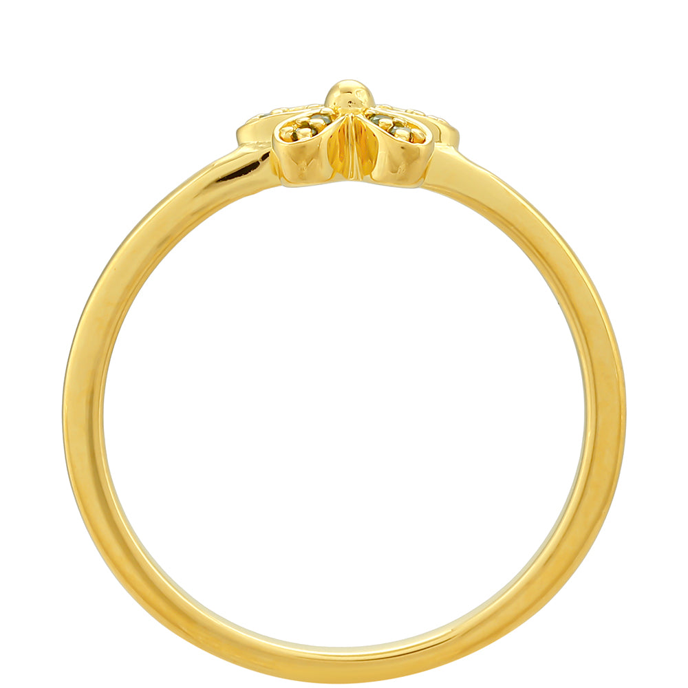 Pozlátený Strieborný Prsteň s so Zeleným Diamantom