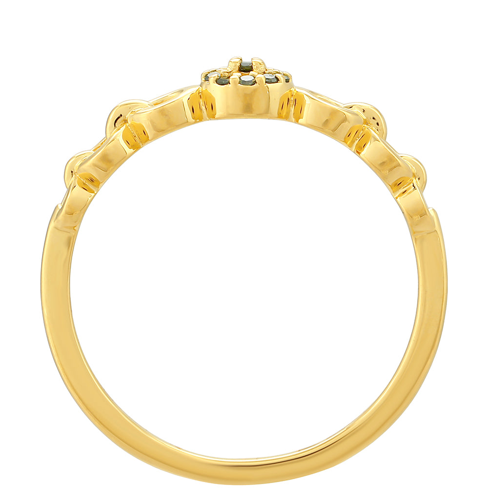 Pozlátený Strieborný Prsteň s so Zeleným Diamantom 4 