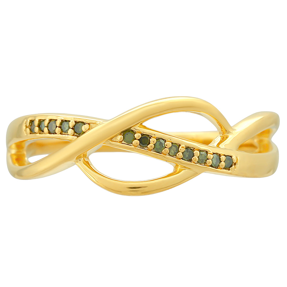 Pozlátený Strieborný Prsteň s so Zeleným Diamantom 1 