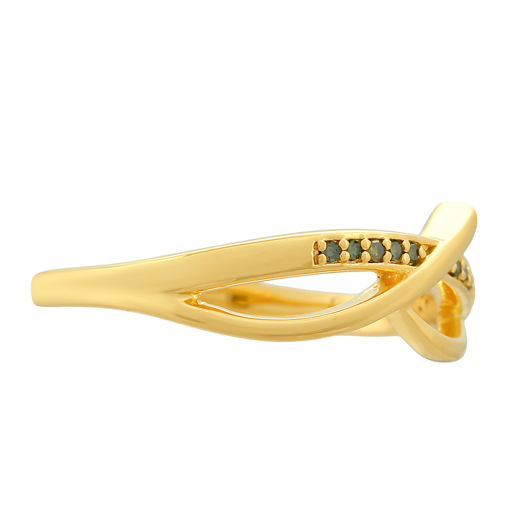 Pozlátený Strieborný Prsteň s so Zeleným Diamantom 2 