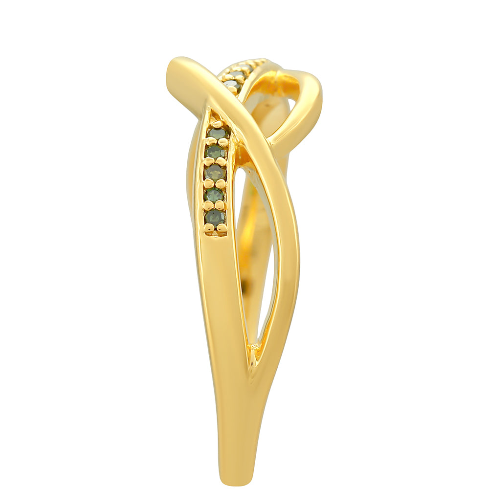 Pozlátený Strieborný Prsteň s so Zeleným Diamantom 3 
