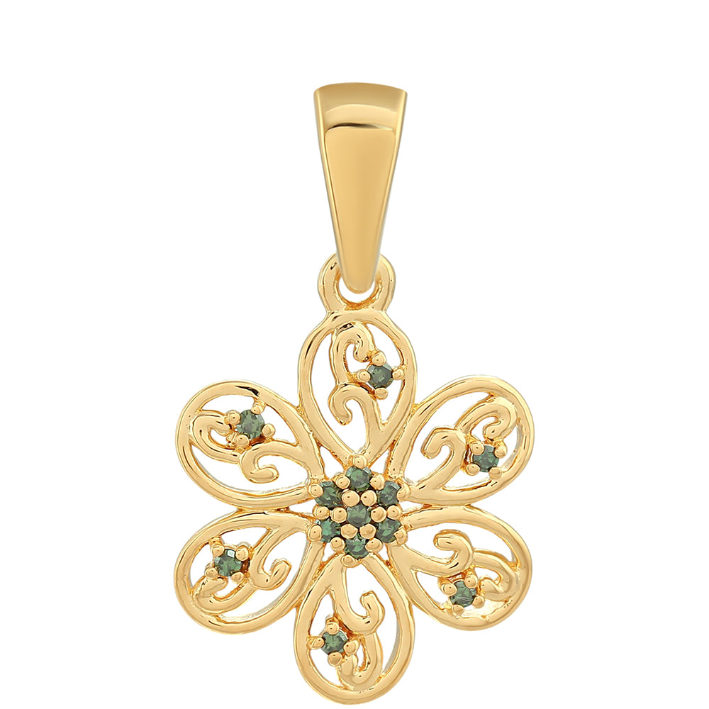 Pozlátený Strieborný Prívesok s so Zeleným Diamantom 1 