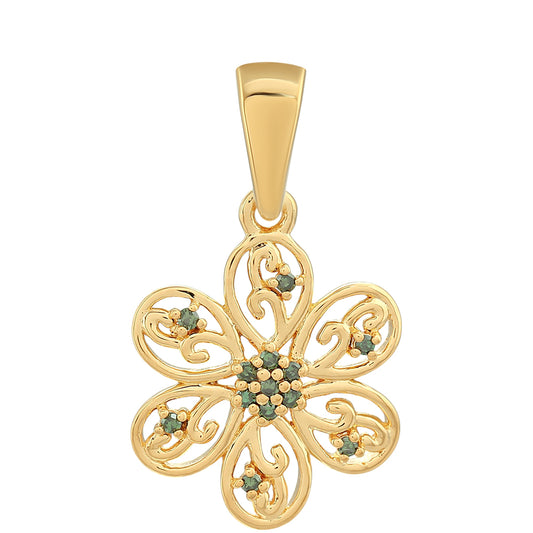 Pozlátený Strieborný Prívesok s so Zeleným Diamantom