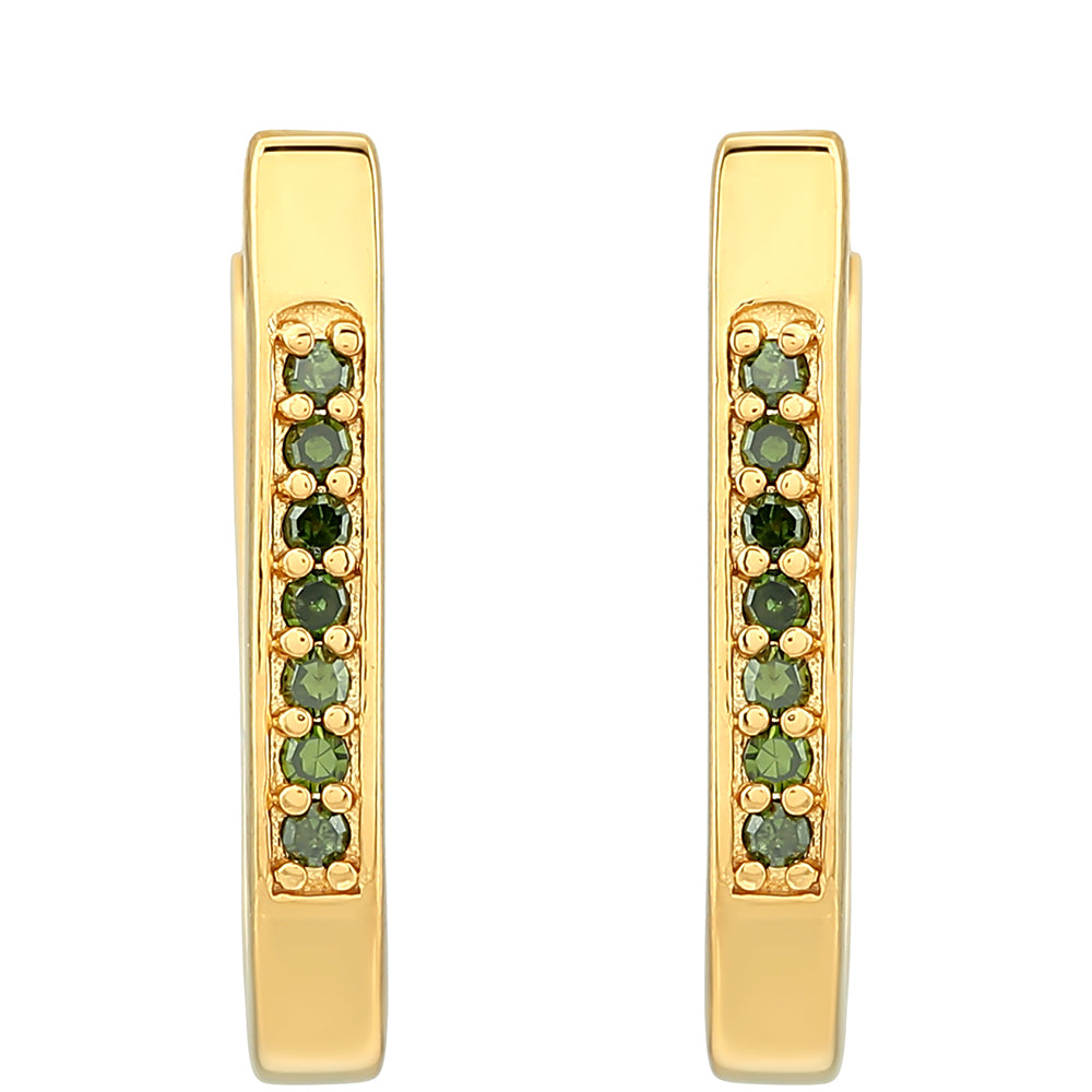 Pozlátené Strieborné Náušnice s so Zeleným Diamantom 1 