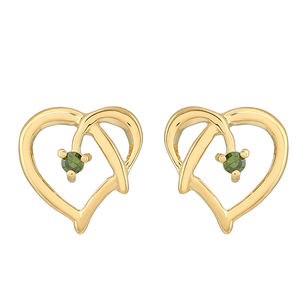 Pozlátené Strieborné Náušnice s so Zeleným Diamantom