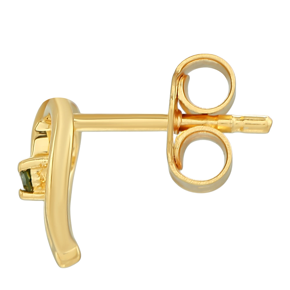 Pozlátené Strieborné Náušnice s so Zeleným Diamantom 2 