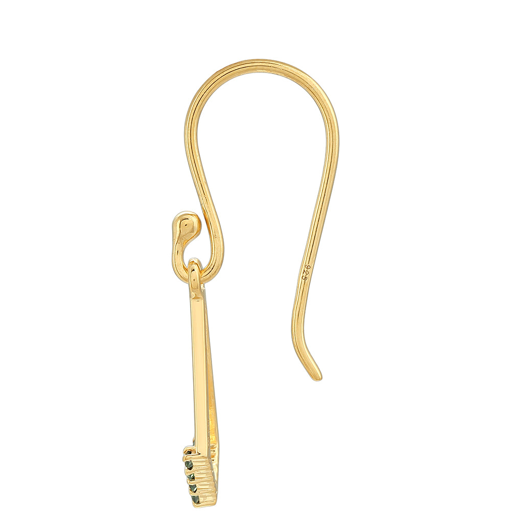 Pozlátené Strieborné Náušnice s so Zeleným Diamantom 2 