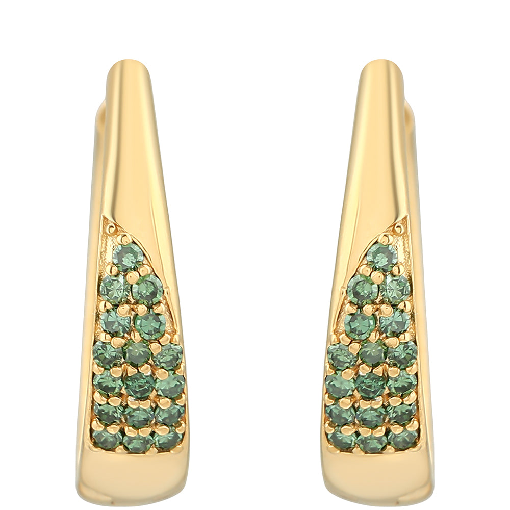 Pozlátené Strieborné Náušnice s so Zeleným Diamantom
