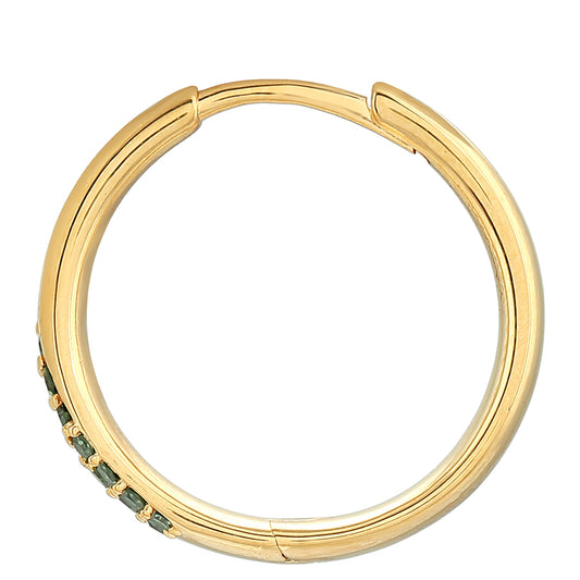 Pozlátené Strieborné Náušnice s so Zeleným Diamantom