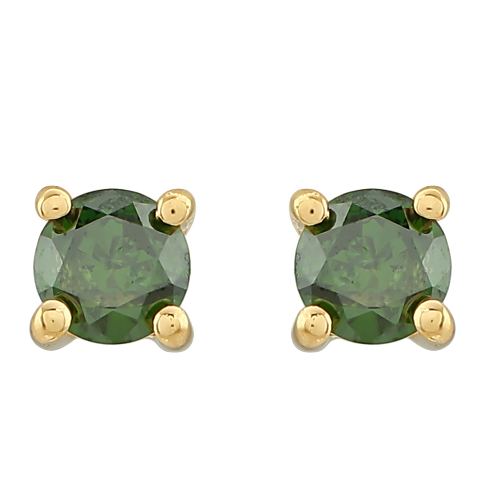 Pozlátené Strieborné Náušnice s so Zeleným Diamantom 1 