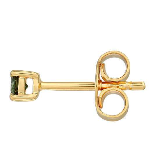 Pozlátené Strieborné Náušnice s so Zeleným Diamantom