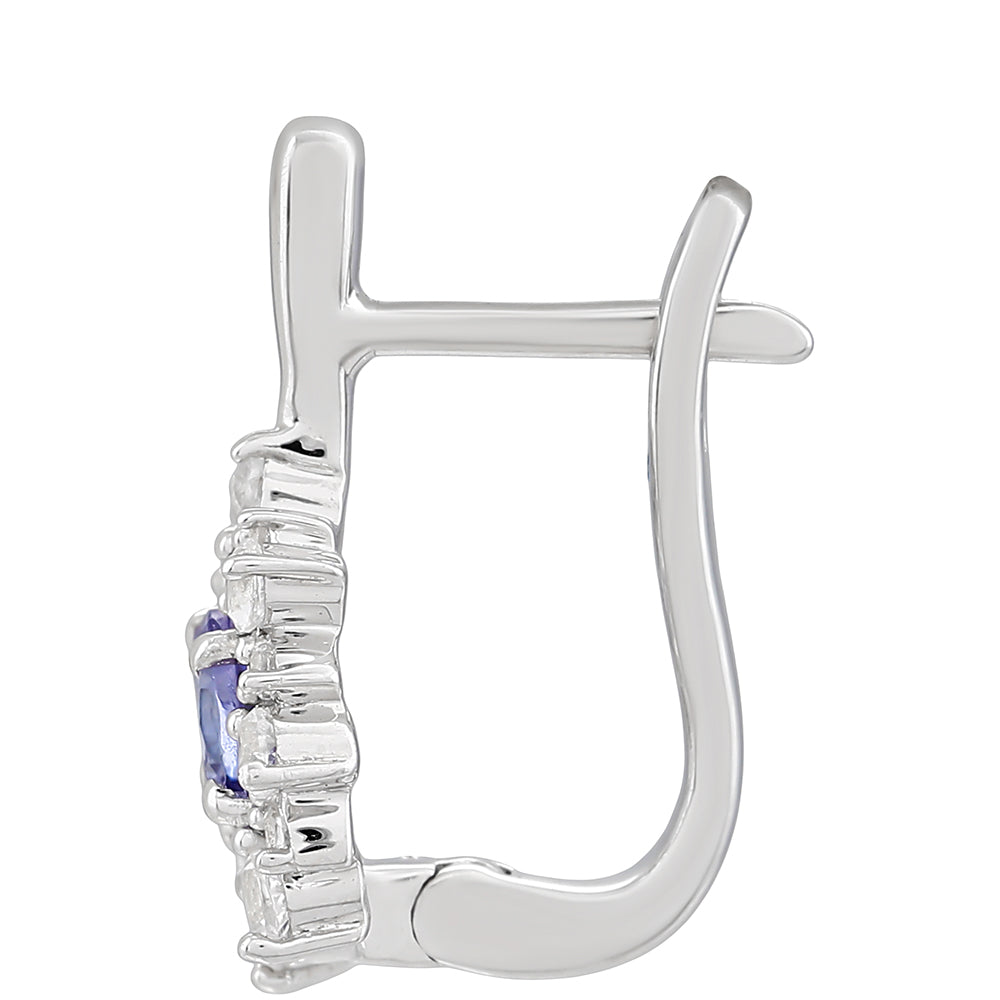 Strieborné Náušnice s AAA Tanzanitom a Bielym Topásom 2 