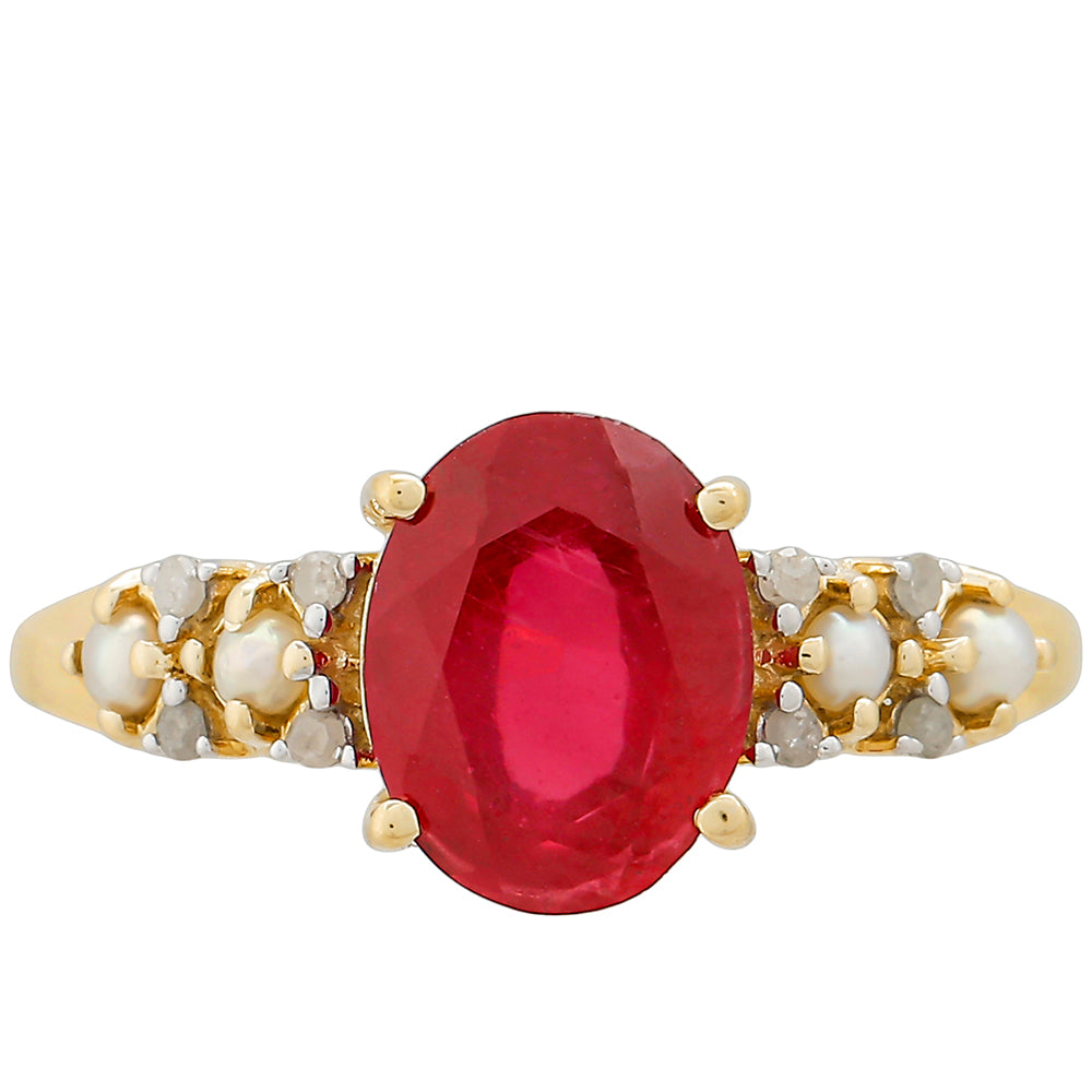 Zlatý Prsteň s Thajským Rubínom a Bielym Diamantom 1 