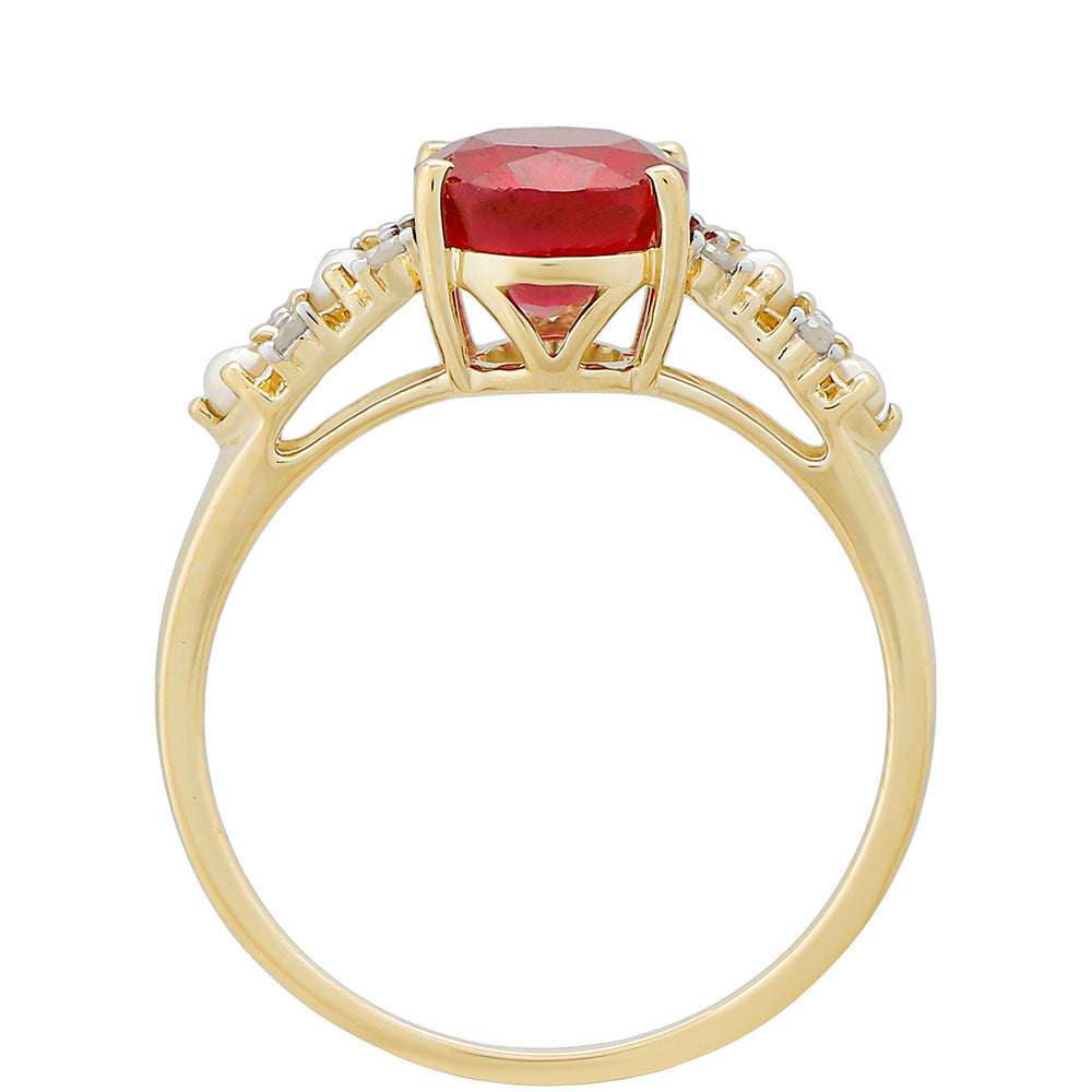 Zlatý Prsteň s Thajským Rubínom a Bielym Diamantom