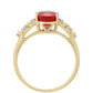 Zlatý Prsteň s Thajským Rubínom a Bielym Diamantom