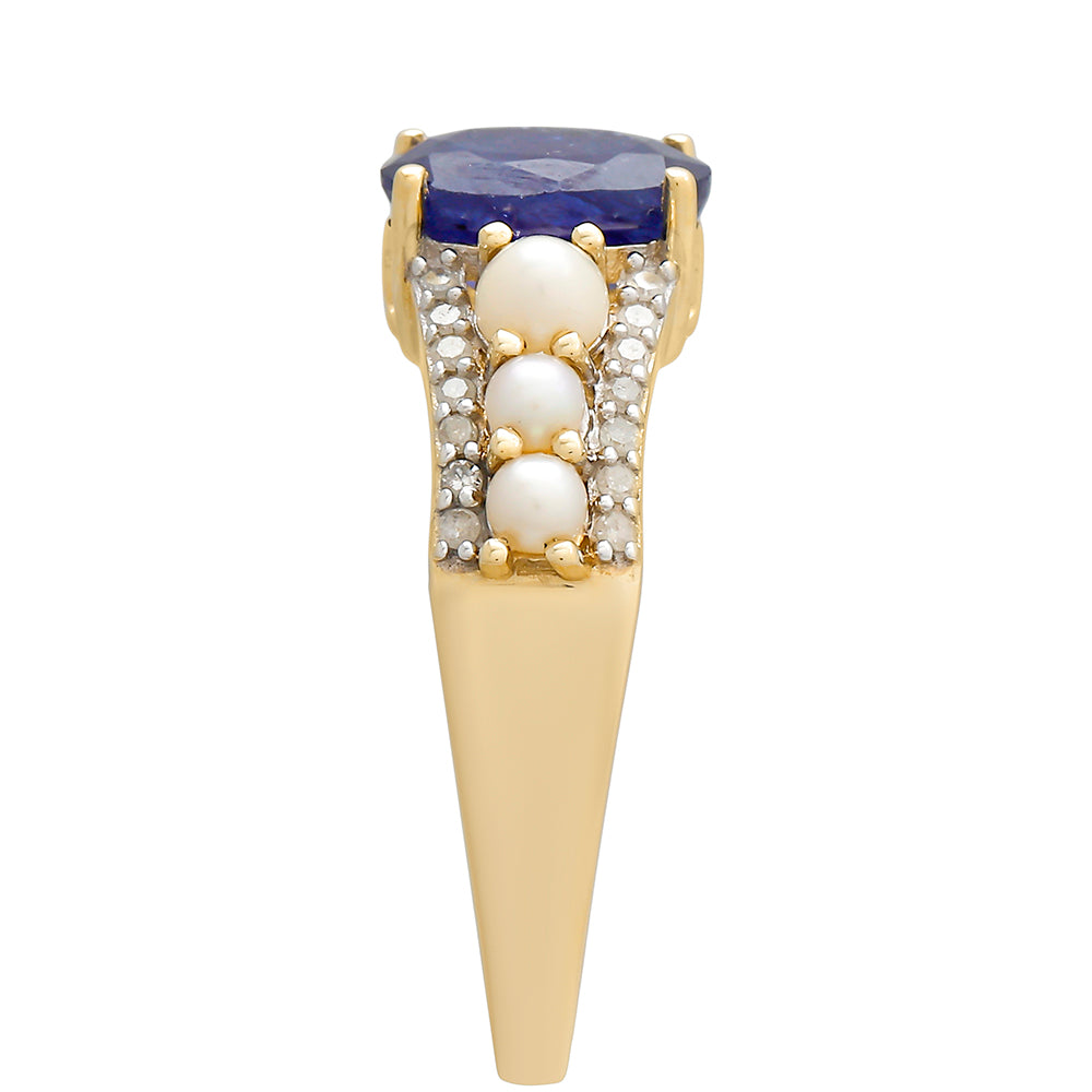 Zlatý Prsteň s Thajským Zafírom a Bielym Diamantom 3 