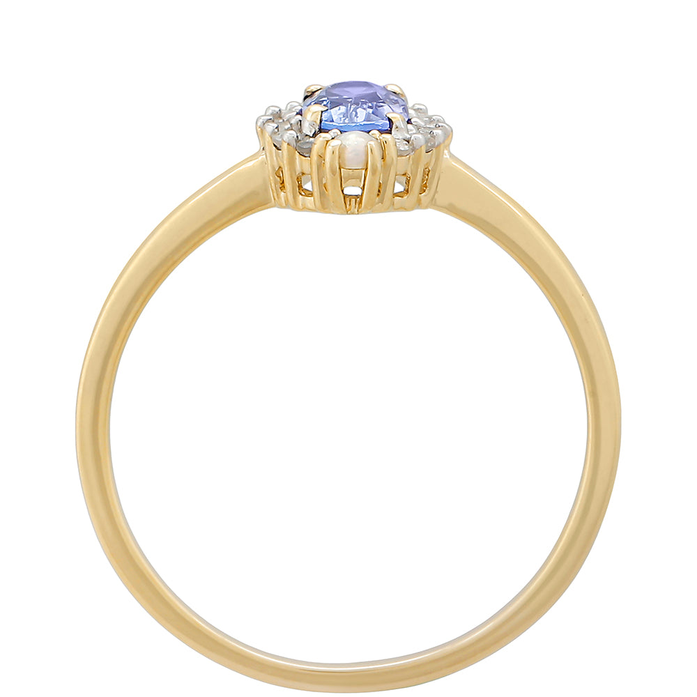 Zlatý Prsteň s Tanzanitom a Bielym Diamantom 4 