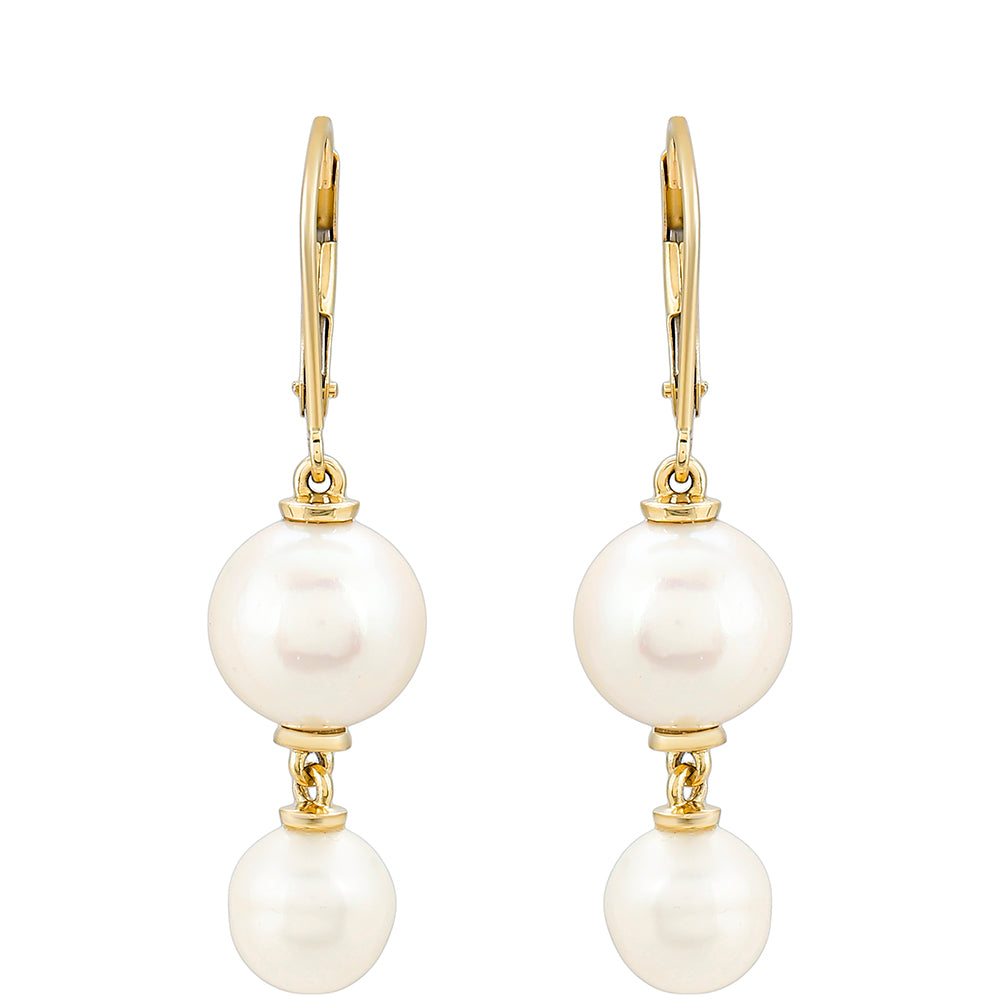 Zlaté Náušnice s Bielou Sladkovodnou Perlou