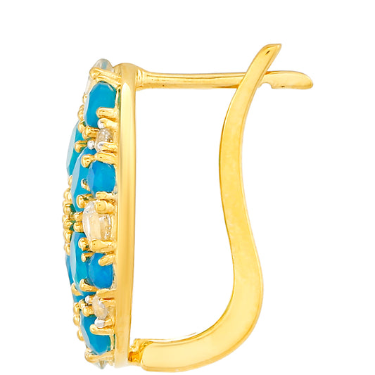 Pozlátené Strieborné Náušnice s Etiópskym Paraiba Modrým Opálom a Bielym Topásom