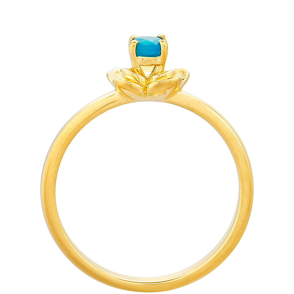 Pozlátený Strieborný Prsteň s Etiópskym Paraiba Modrým Opálom