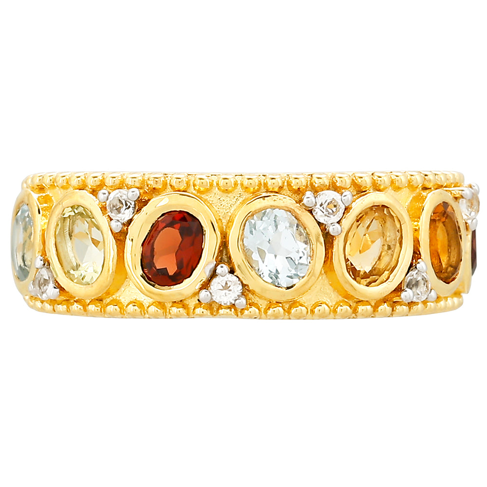 Pozlátený Strieborný Prsteň s Granátom a Citrínom z Madeiry 1 