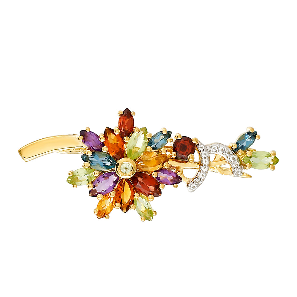 Pozlátený Strieborný Brošňa s Ametystom a Citrínom z Madeiry