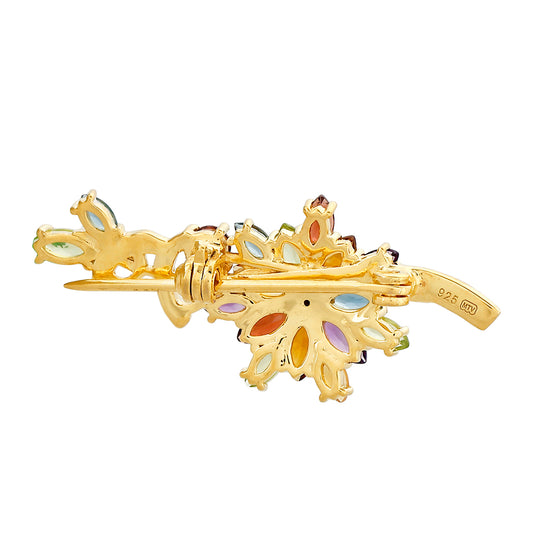 Pozlátený Strieborný Brošňa s Ametystom a Citrínom z Madeiry