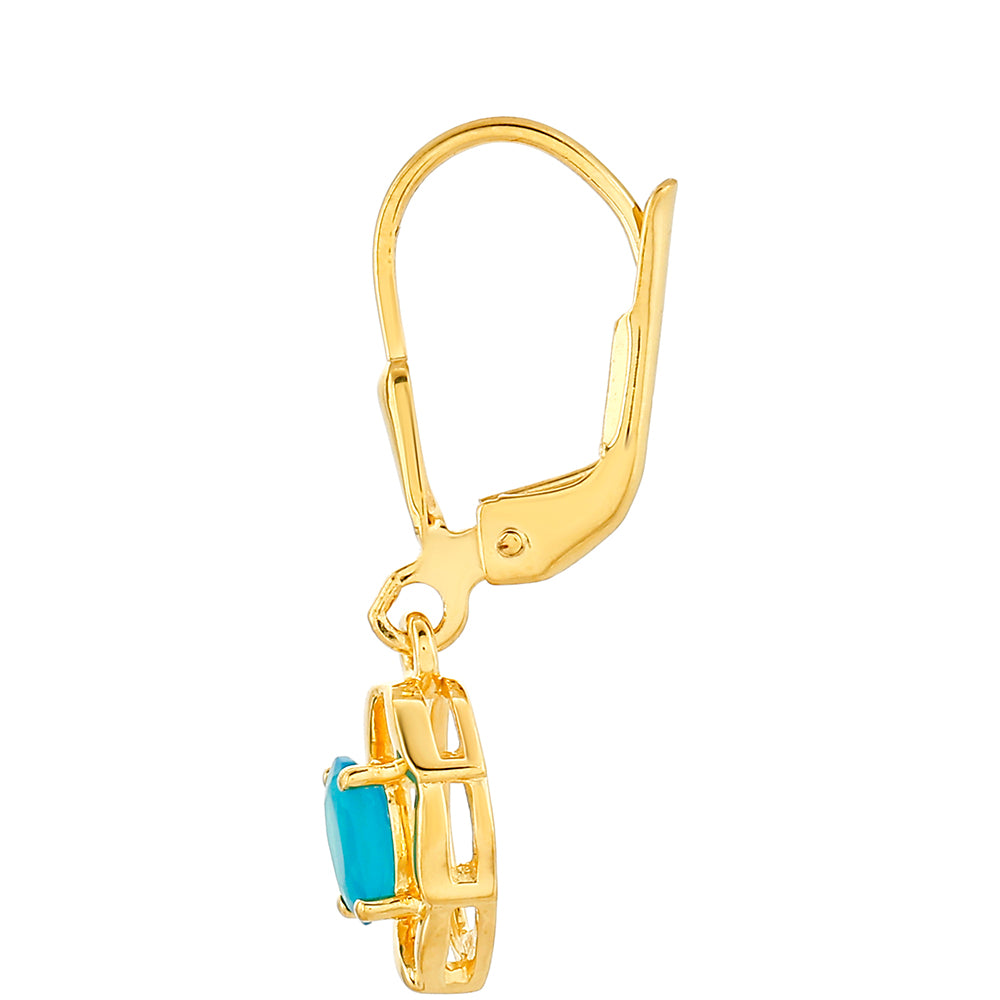 Pozlátené Strieborné Náušnice s Etiópskym Paraiba Modrým Opálom 2 