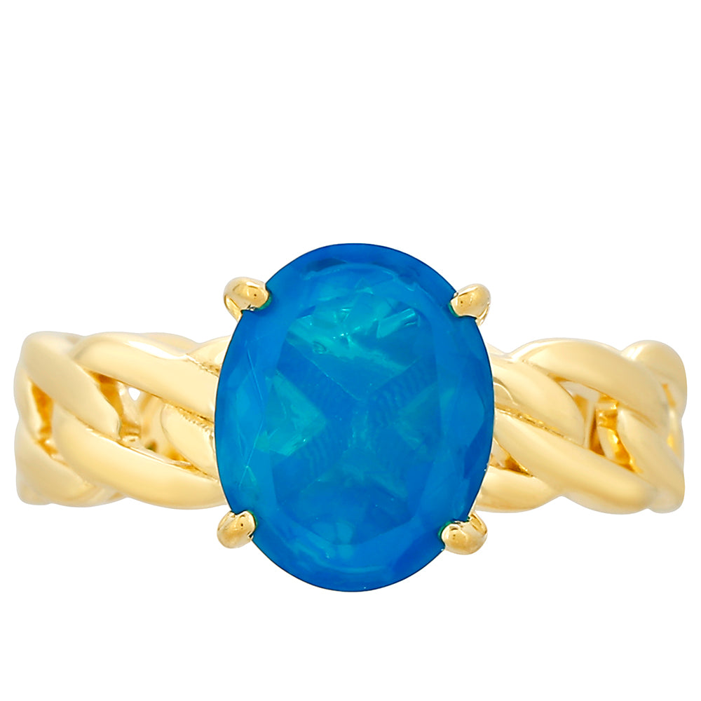 Pozlátený Strieborný Prsteň s Etiópskym Paraiba Modrým Opálom