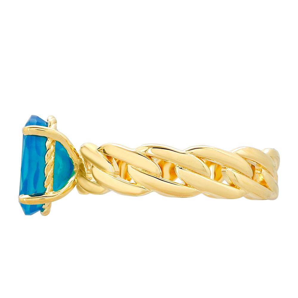 Pozlátený Strieborný Prsteň s Etiópskym Paraiba Modrým Opálom 2 